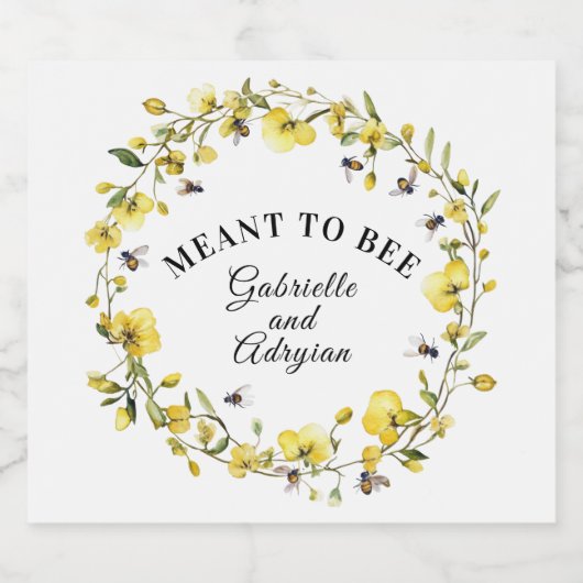 Rustic Bumble Bee Address Sparkling Wijnetiket (Enkel label)