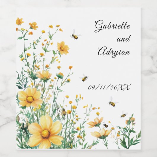 Rustic Bumble Bee Address Wijn Etiket (Enkel label)