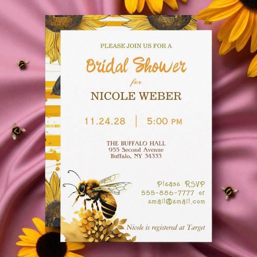 Rustic Bumble Bee Bridal Shower Invitation Kaart