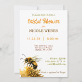 Rustic Bumble Bee Bridal Shower Invitation Kaart (Voorkant)