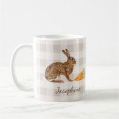Rustic Bunny And Carrots With Name Beige Gingham Koffiemok (Links)