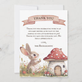 Rustic Bunny Baby shower Bedankt Card