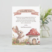 Rustic Bunny Baby shower Bedankt Card (Staand voorkant)