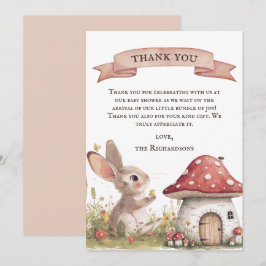 Rustic Bunny Baby shower Bedankt Card