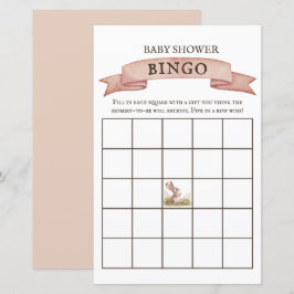 Rustic Bunny Baby shower Bingo spel