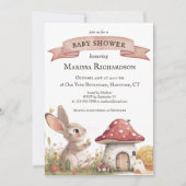 Rustic Bunny Baby shower Invitation Kaart (Voorkant)