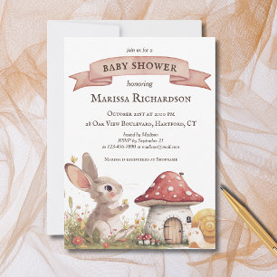 Rustic Bunny Baby shower Invitation Kaart