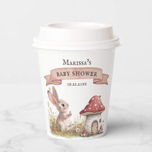 Rustic Bunny Baby shower Papieren beker (Achterkant)