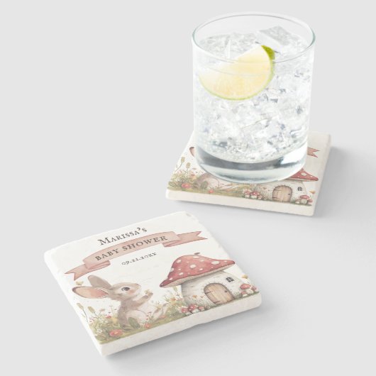 Rustic Bunny Baby shower Stenen Onderzetter (Zijkant)