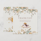 Rustic Bunny Botanical Baby shower Hartelijk dank Bedankkaart (Voorkant / Achterkant)