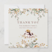 Rustic Bunny Botanical Baby shower Hartelijk dank Bedankkaart (Voorkant)
