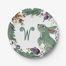 Rustic Bunny Rabbit Blauwgroen Farmhouse Monogram 