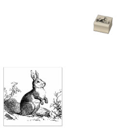 Rustic Bunny Rabbit Rubber Stamp Rubberstempel
