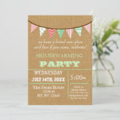 Rustic Buralp Bunting Housewarming party Invites Kaart (Staand voorkant)