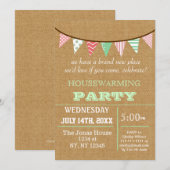 Rustic Buralp Bunting Housewarming party Invites Kaart (Voorkant / Achterkant)