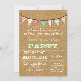Rustic Buralp Bunting Housewarming party Invites Kaart