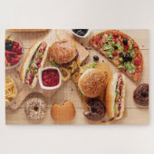 Rustic Burger Hot dog Pizza Franse grot Donut Legpuzzel (Horizontaal)