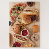 Rustic Burger Hot dog Pizza Franse grot Donut Legpuzzel (Verticaal)
