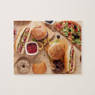 Rustic Burger Hot dog Pizza Franse grot Donut Legpuzzel
