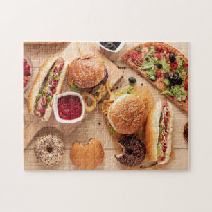 Rustic Burger Hot dog Pizza Franse grot Donut Legpuzzel