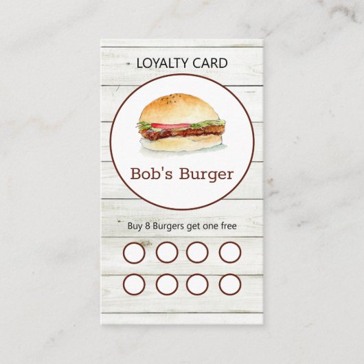 Rustic Burger restaurant Loyalty visitekaartje (Voorkant)