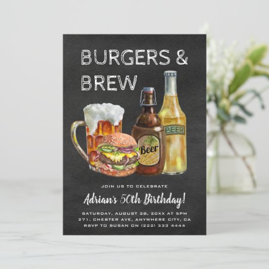 Rustic Burgers & Brew Birthday BBQ Kaart (Staand voorkant)
