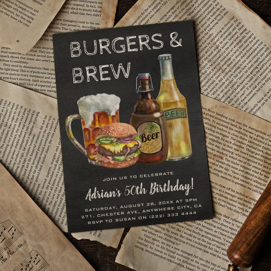 Rustic Burgers & Brew Verjaardags BBQ Kaart