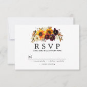 Rustic Burgund Red Floral Wedding RSVP Kaartje (Voorkant)