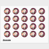 Rustic Burgundy and Blush Herfst Floral Wedding Ronde Sticker (Vel)