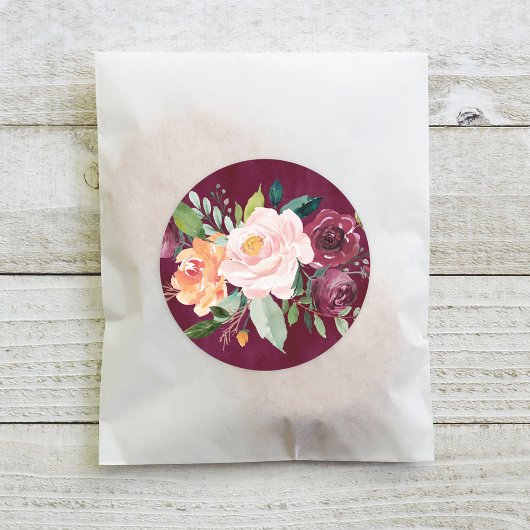Rustic Burgundy and Blush Herfst Floral Wedding Ronde Sticker