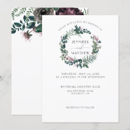 Rustic Burgundy and Forest Green Floral Wreath | Kaart