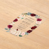 Rustic Burgundy and Peach Floral Pumpkin Wedding Acryl Uitnodigingen (Laagn)