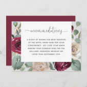 Rustic Burgundy and White Floral Accommododations Informatiekaartje (Voorkant / Achterkant)