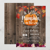 Rustic Burgundy Autumn Little Pumpkin Baby shower Kaart (Voorkant / Achterkant)