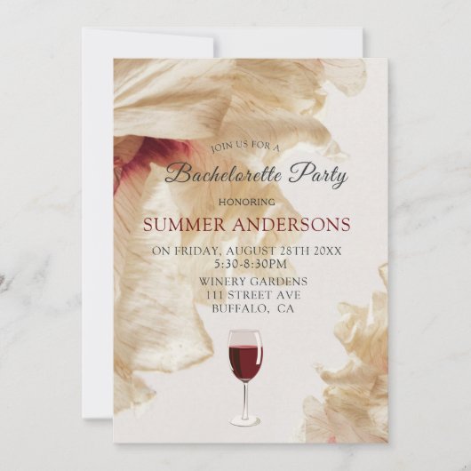 Rustic Burgundy Beige Anemone Bachelorette Party Kaart (Voorkant)