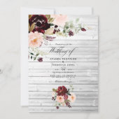 Rustic Burgundy Berry en Blush Floral Wedding Kaart (Voorkant)