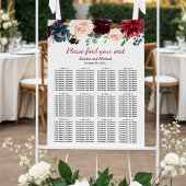 Rustic Burgundy Bloom Floral Wedding Seating Chart Poster