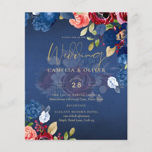 Rustic Burgundy Blue Floral Wedding (Voorkant)
