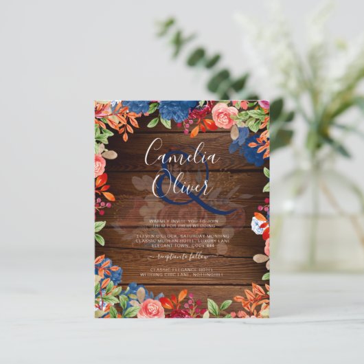 Rustic Burgundy Blue Floral Wedding (Staand voorkant)