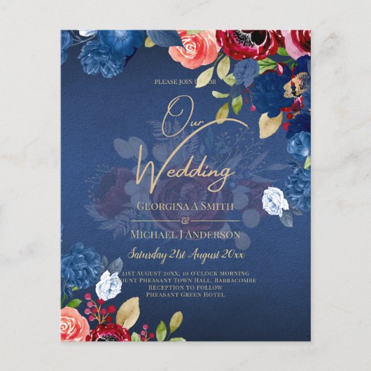 Rustic Burgundy Blue Floral Wedding (Voorkant)