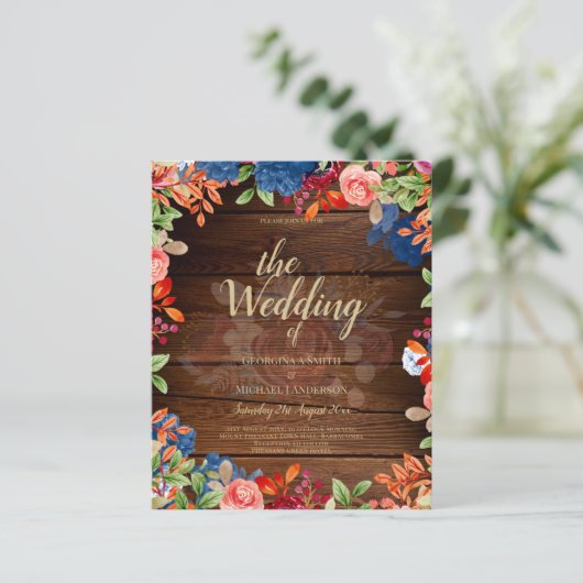 Rustic Burgundy Blue Floral Wedding (Staand voorkant)