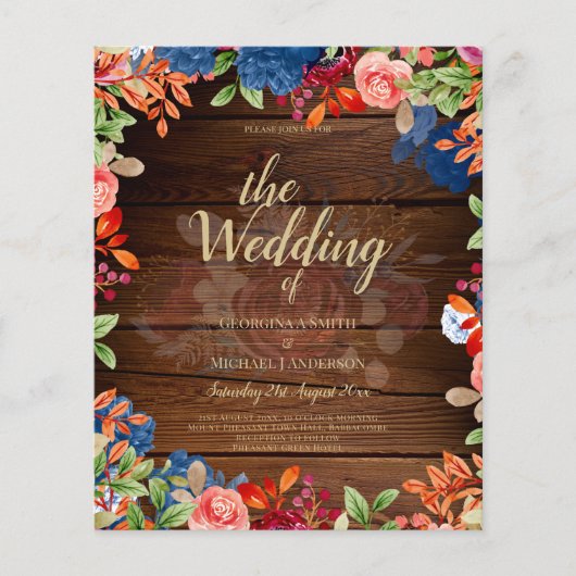 Rustic Burgundy Blue Floral Wedding (Voorkant)