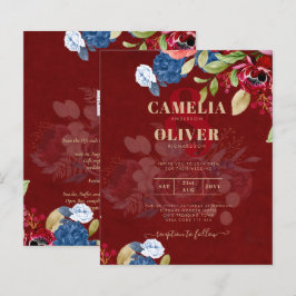 Rustic Burgundy Blue Floral Wedding