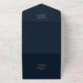 Rustic Burgundy Blue Floral Wedding All In One Uitnodiging (Buitenkant)