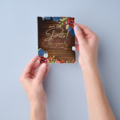 Rustic Burgundy Blue Floral Wedding BESPAAR DE DAT Flyer (Hand)