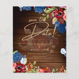 Rustic Burgundy Blue Floral Wedding BESPAAR DE DAT Flyer