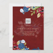 Rustic Burgundy Blue Floral Wedding BESPAAR DE DAT Kaart (Achterkant)