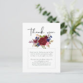 Rustic Burgundy Blue Floral Wedding Briefkaart (Staand voorkant)