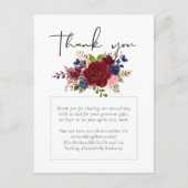 Rustic Burgundy Blue Floral Wedding Briefkaart (Voorkant)