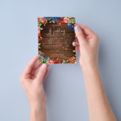 Rustic Burgundy Blue Floral Wedding Flyer (Hand)